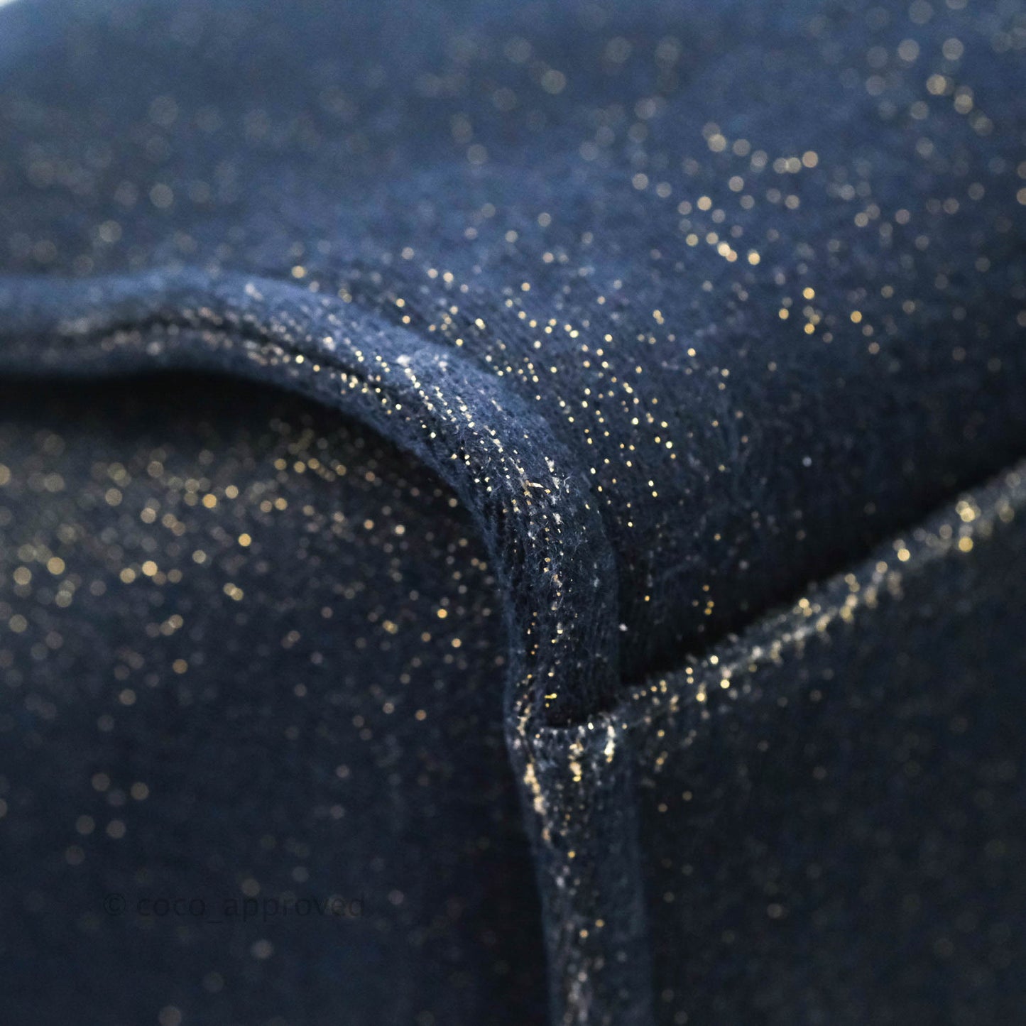 Chanel Large Deauville Navy Glitter Canvas Gold Hardware