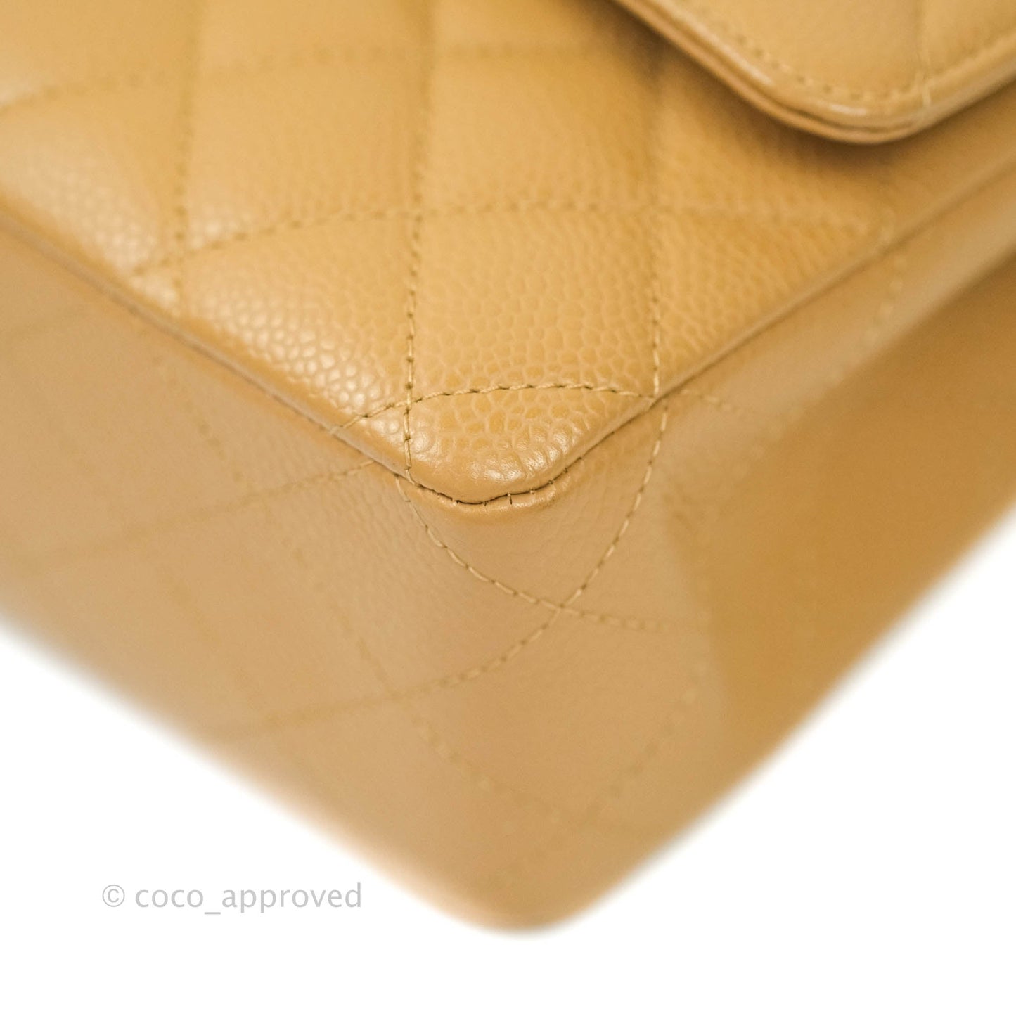Chanel Caviar Quilted M/L Medium Double Flap Dark Beige Silver Hardware
