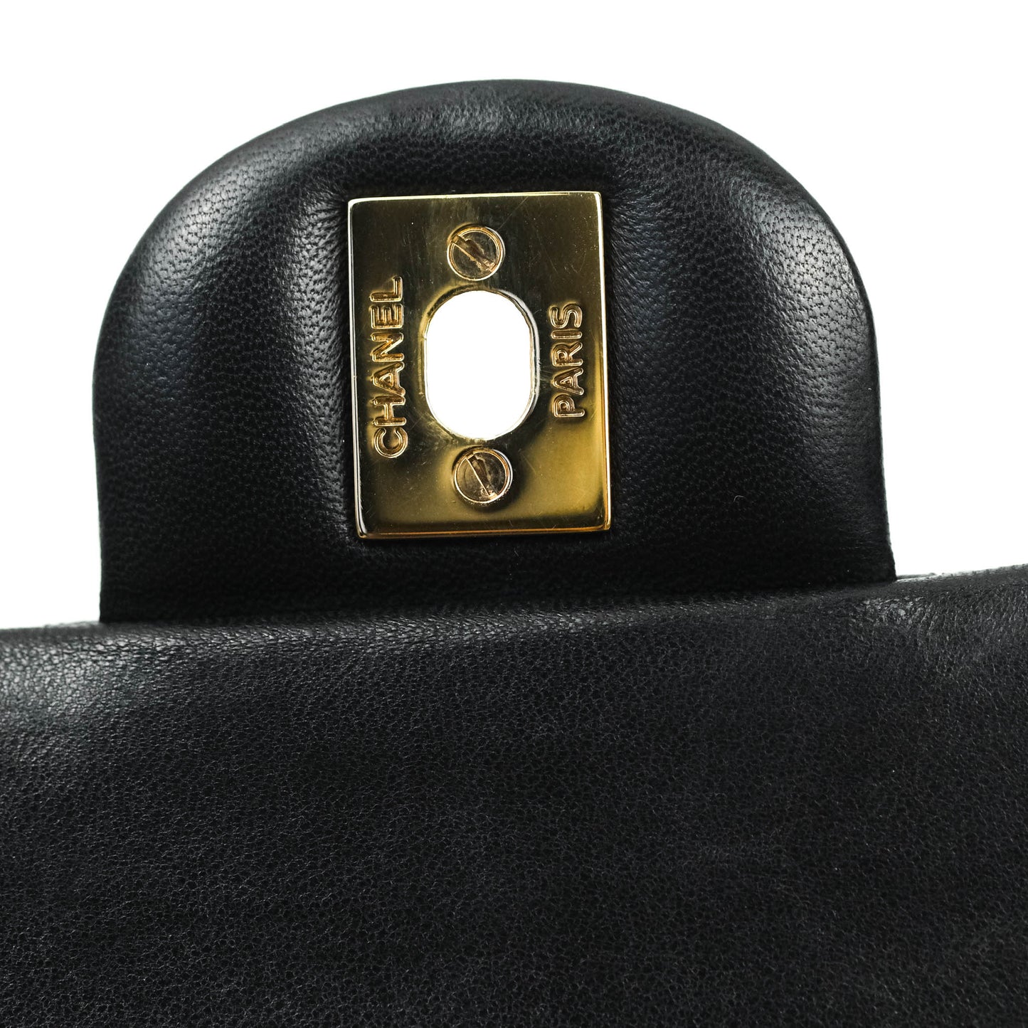 Chanel Classic M/L Medium Double Flap Black Lambskin Gold Hardware