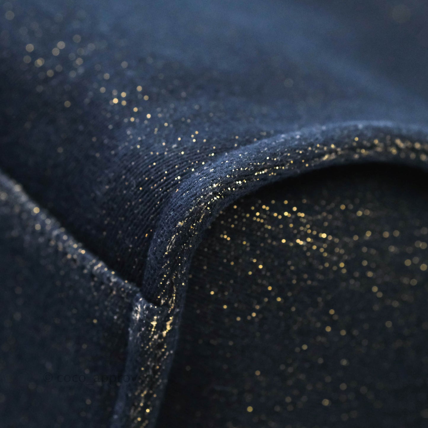 Chanel Large Deauville Navy Glitter Canvas Gold Hardware