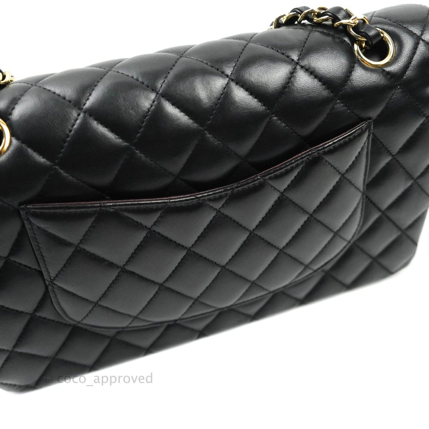 Chanel Classic M/L Medium Double Flap Black Lambskin Gold Hardware