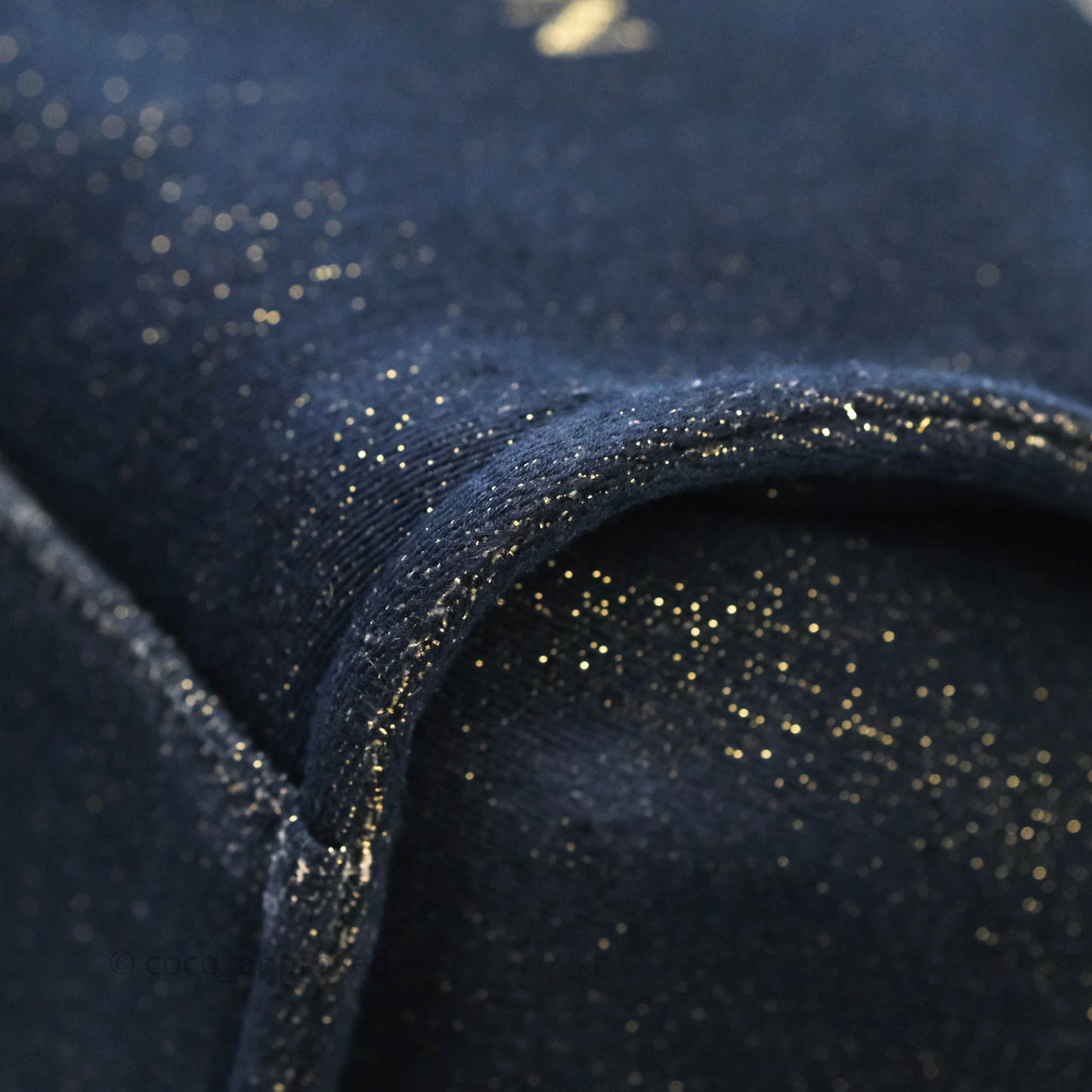 Chanel Large Deauville Navy Glitter Canvas Gold Hardware