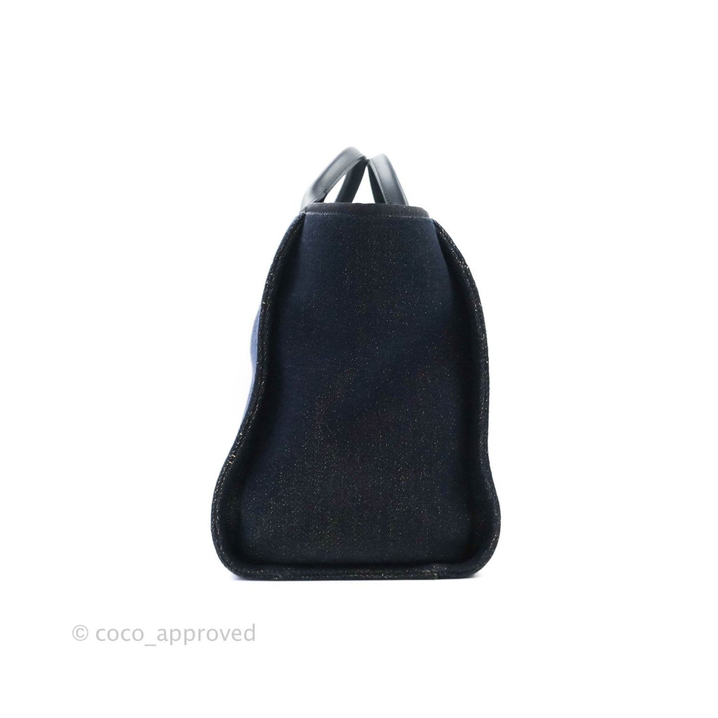 Chanel Large Deauville Navy Glitter Canvas Gold Hardware