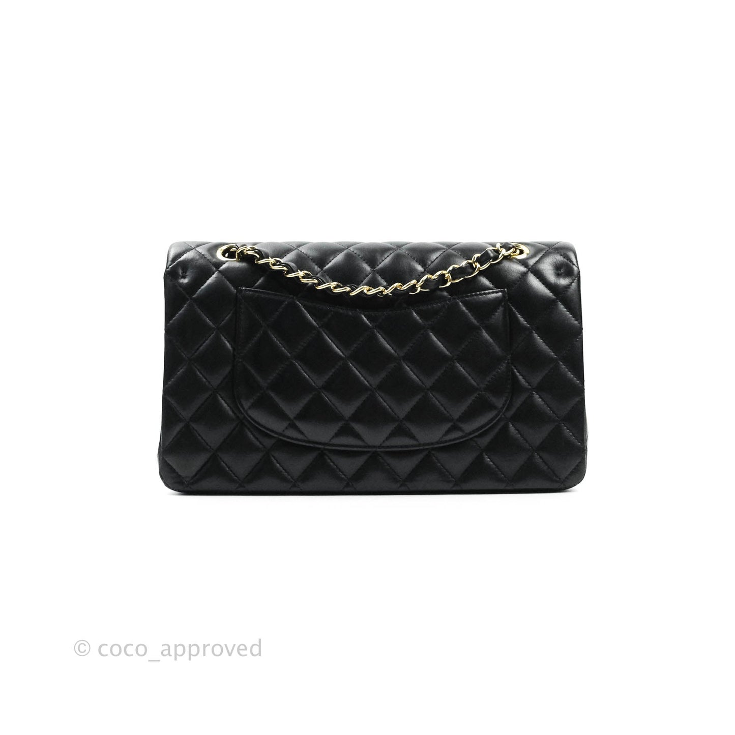 Chanel Classic M/L Medium Double Flap Black Lambskin Gold Hardware