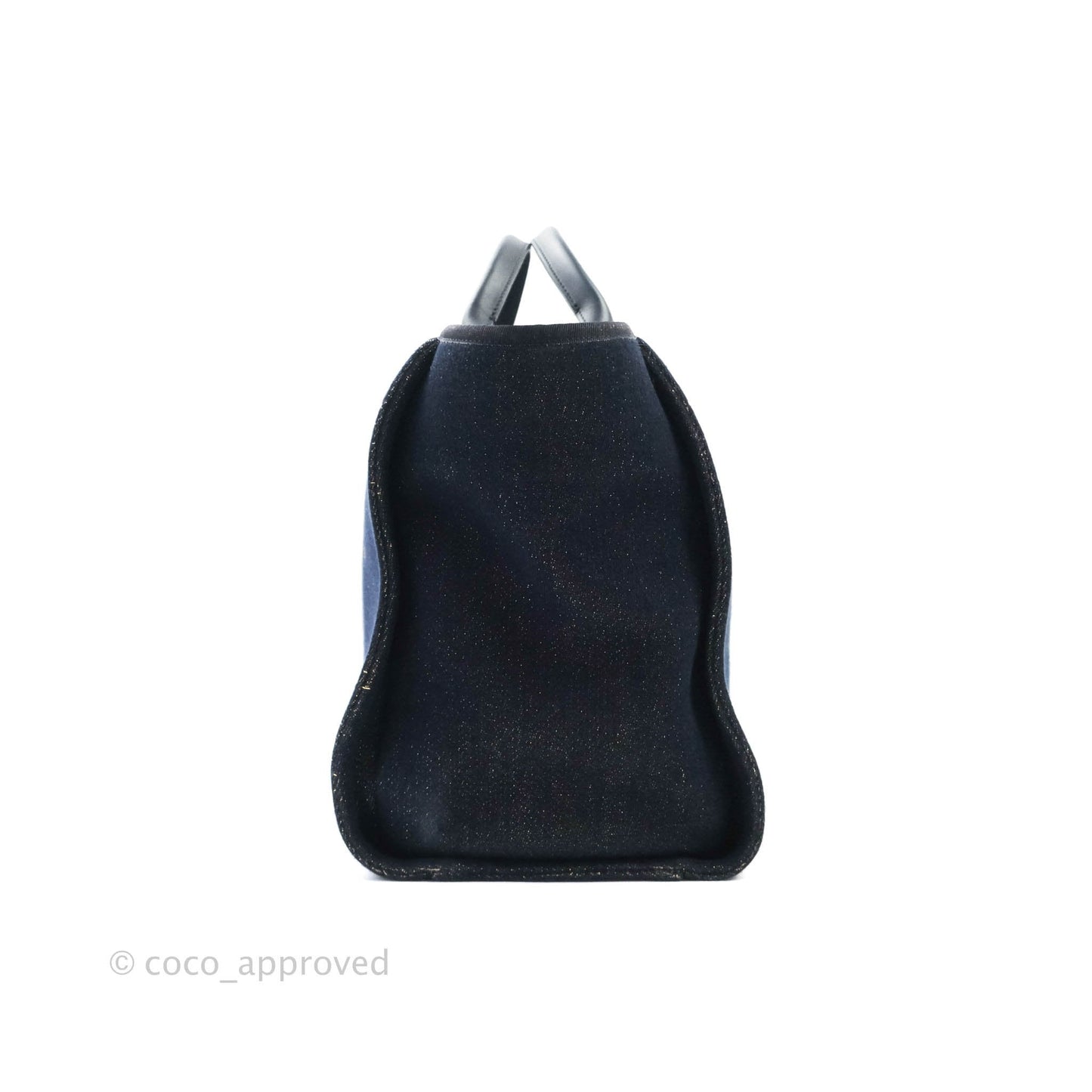 Chanel Large Deauville Navy Glitter Canvas Gold Hardware