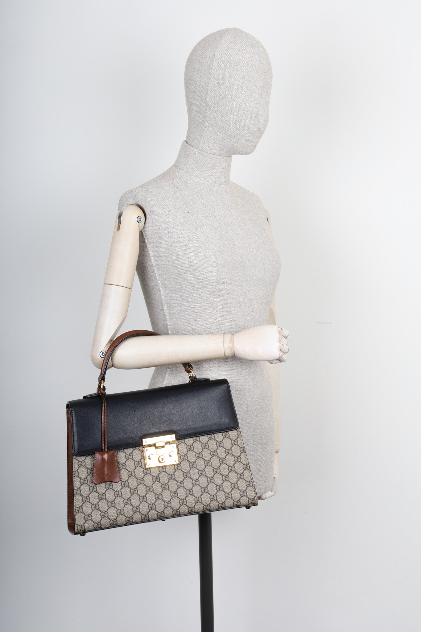 Luxury Gucci Trending 2025 Medium Padlock Top Handle Bag GG Coated Canvas & Leather