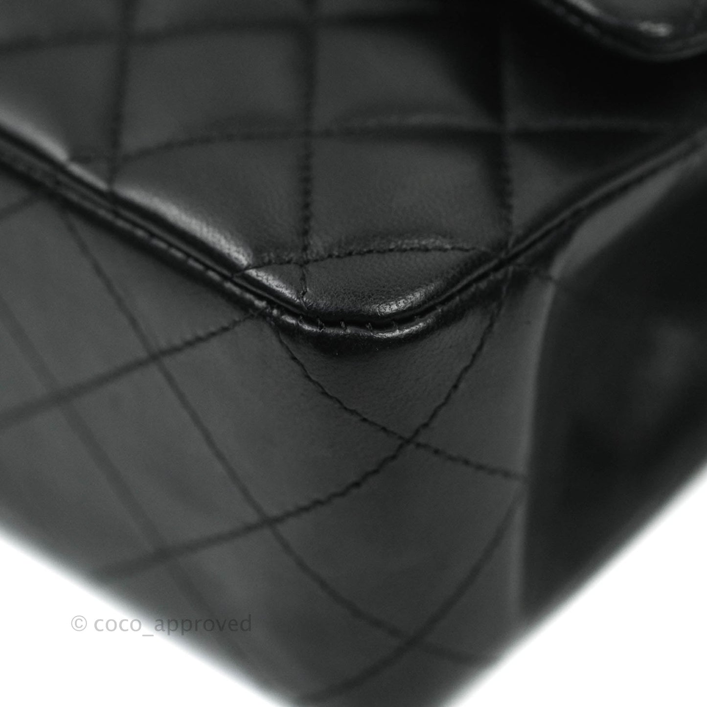 Chanel Classic M/L Medium Double Flap Black Lambskin Gold Hardware