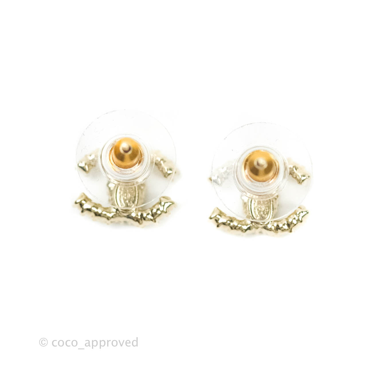 Chanel Mini CC Pearl Crystal Earrings Gold Tone 20K