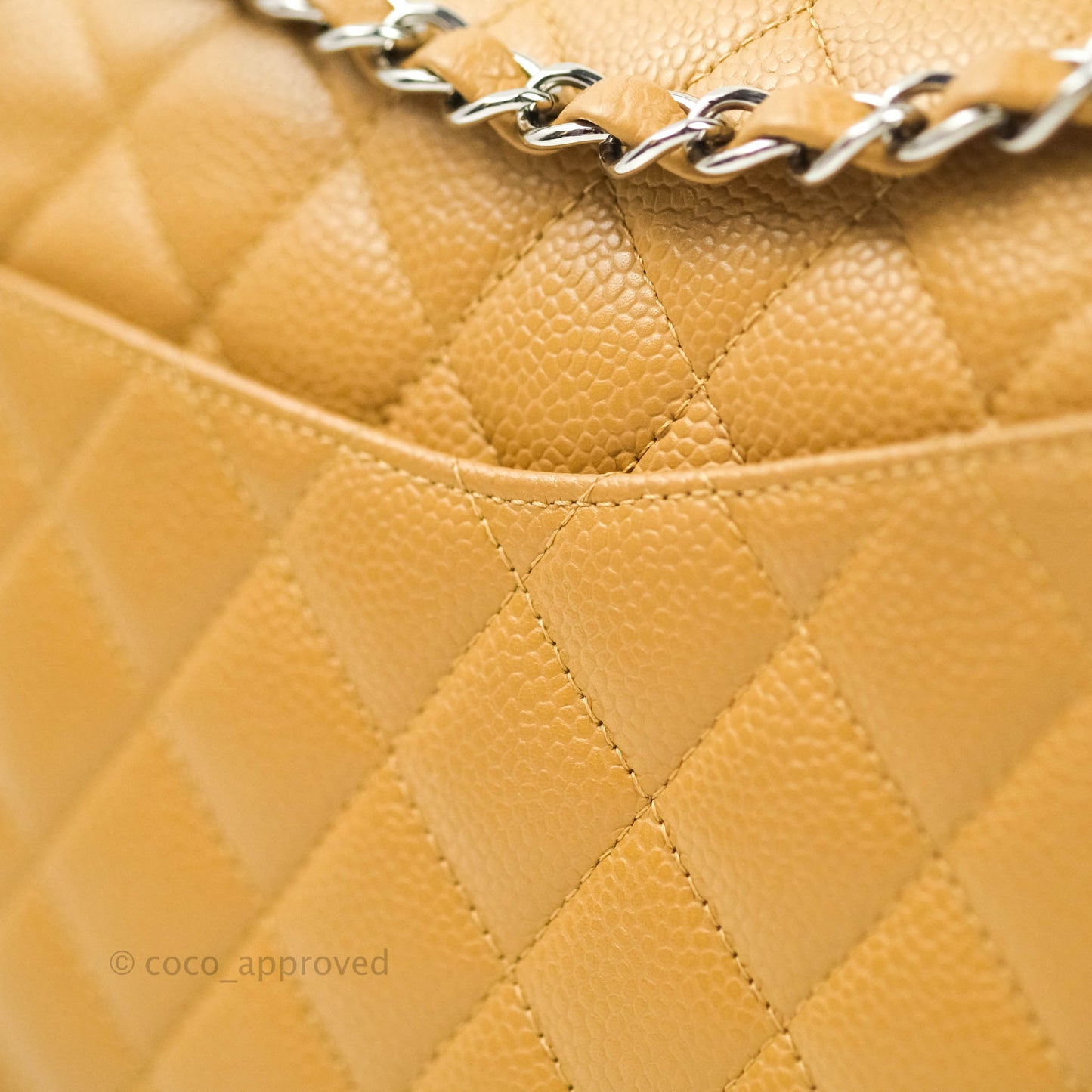 Chanel Caviar Quilted M/L Medium Double Flap Dark Beige Silver Hardware