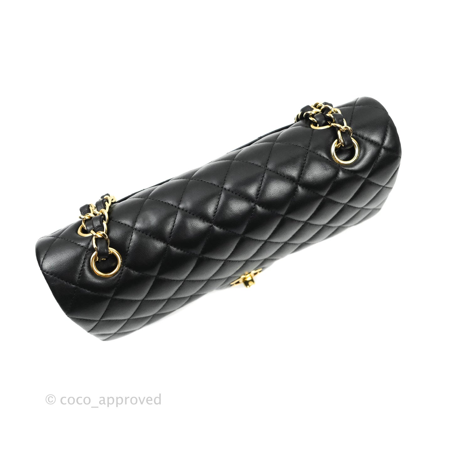 Chanel Classic M/L Medium Double Flap Black Lambskin Gold Hardware