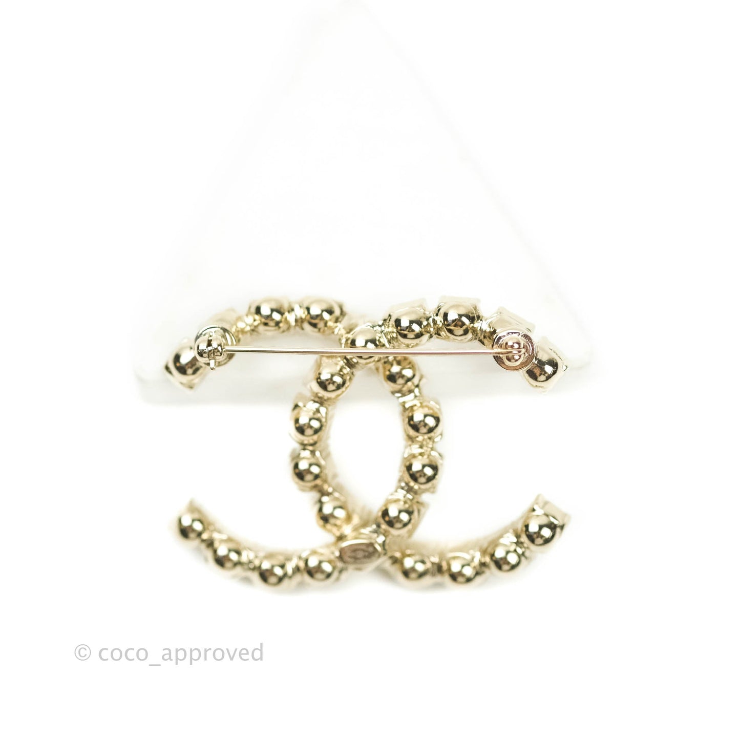 Chanel CC Crystal Brooch Gold Tone 20P
