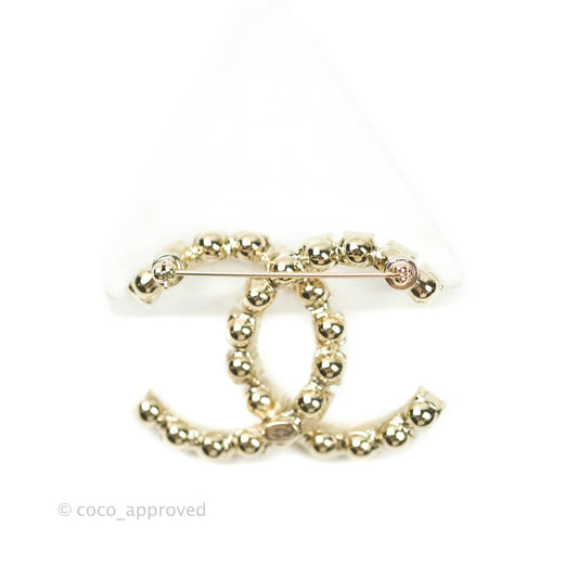 Chanel CC Crystal Brooch Gold Tone 20P