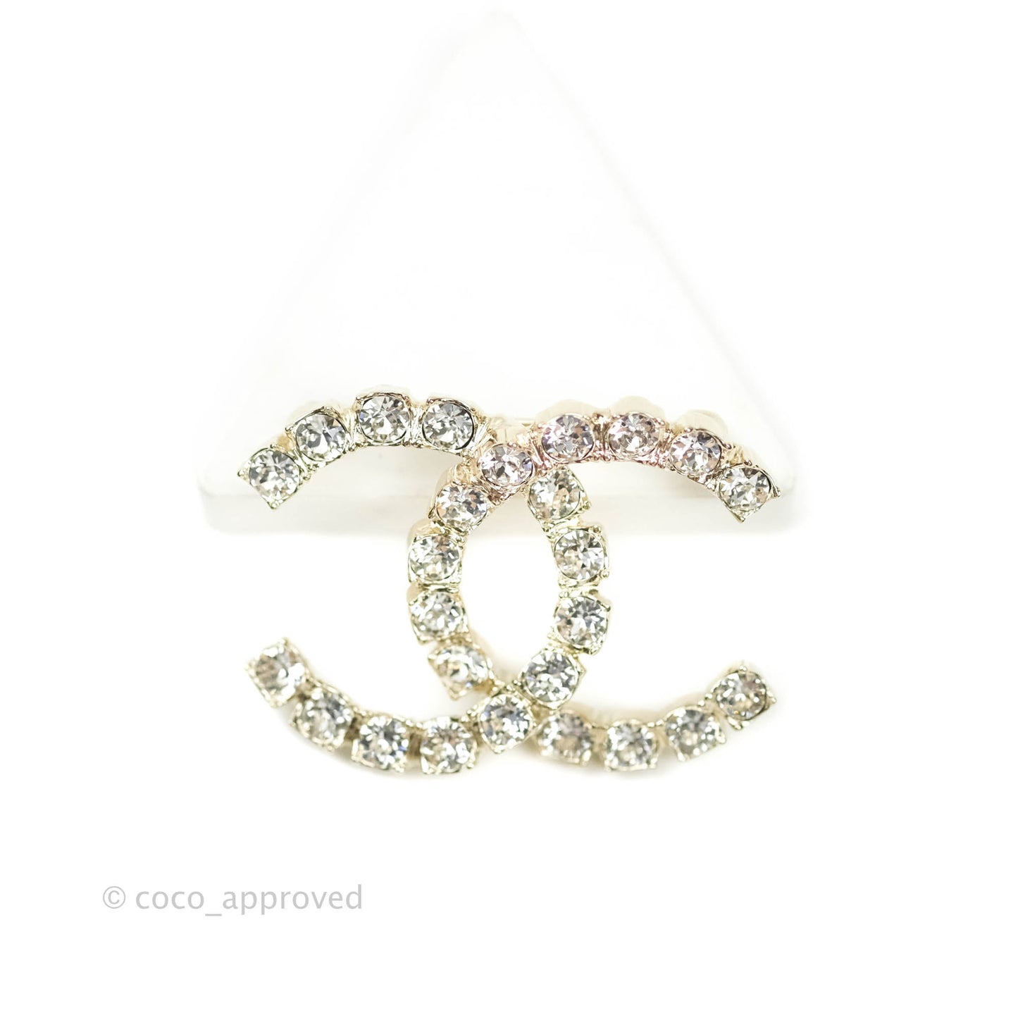 Chanel CC Crystal Brooch Gold Tone 20P