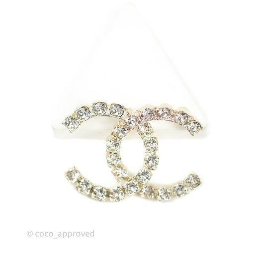Chanel CC Crystal Brooch Gold Tone 20P