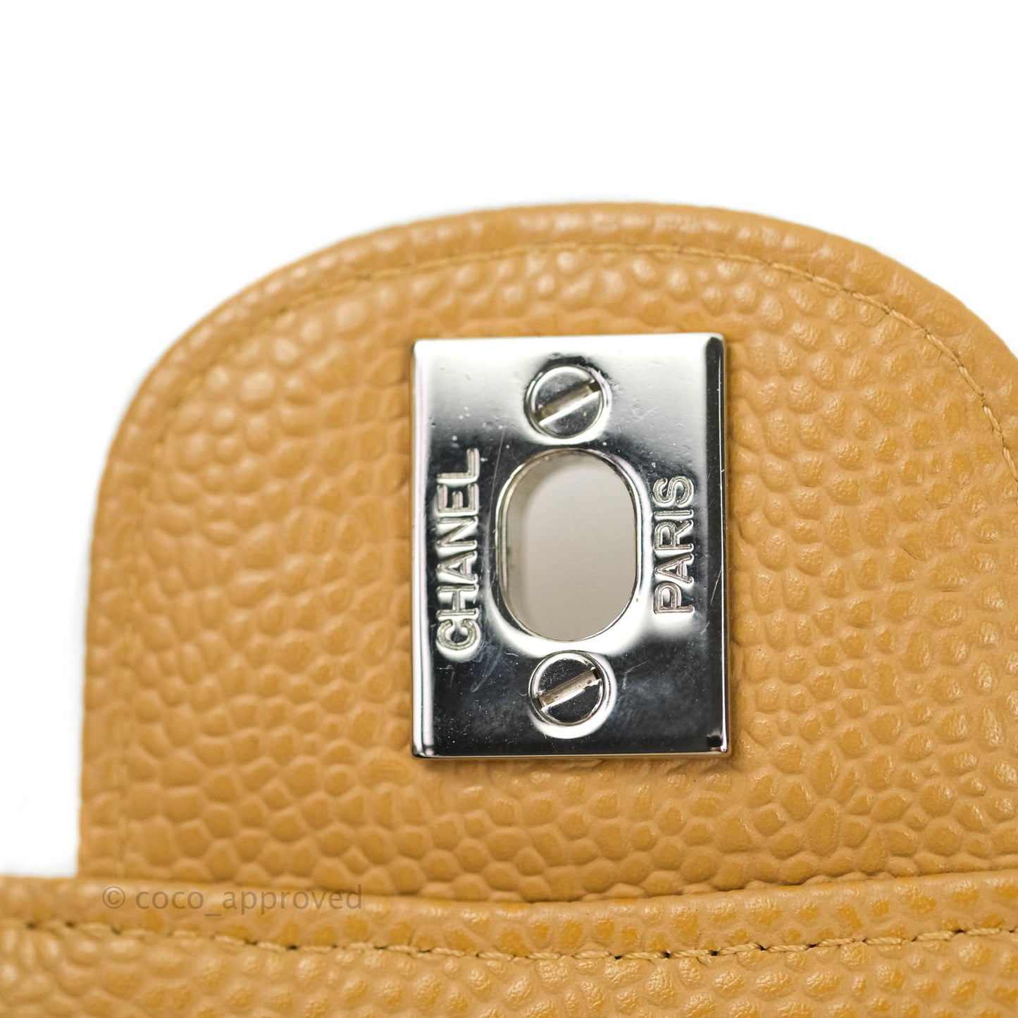 Chanel Caviar Quilted M/L Medium Double Flap Dark Beige Silver Hardware