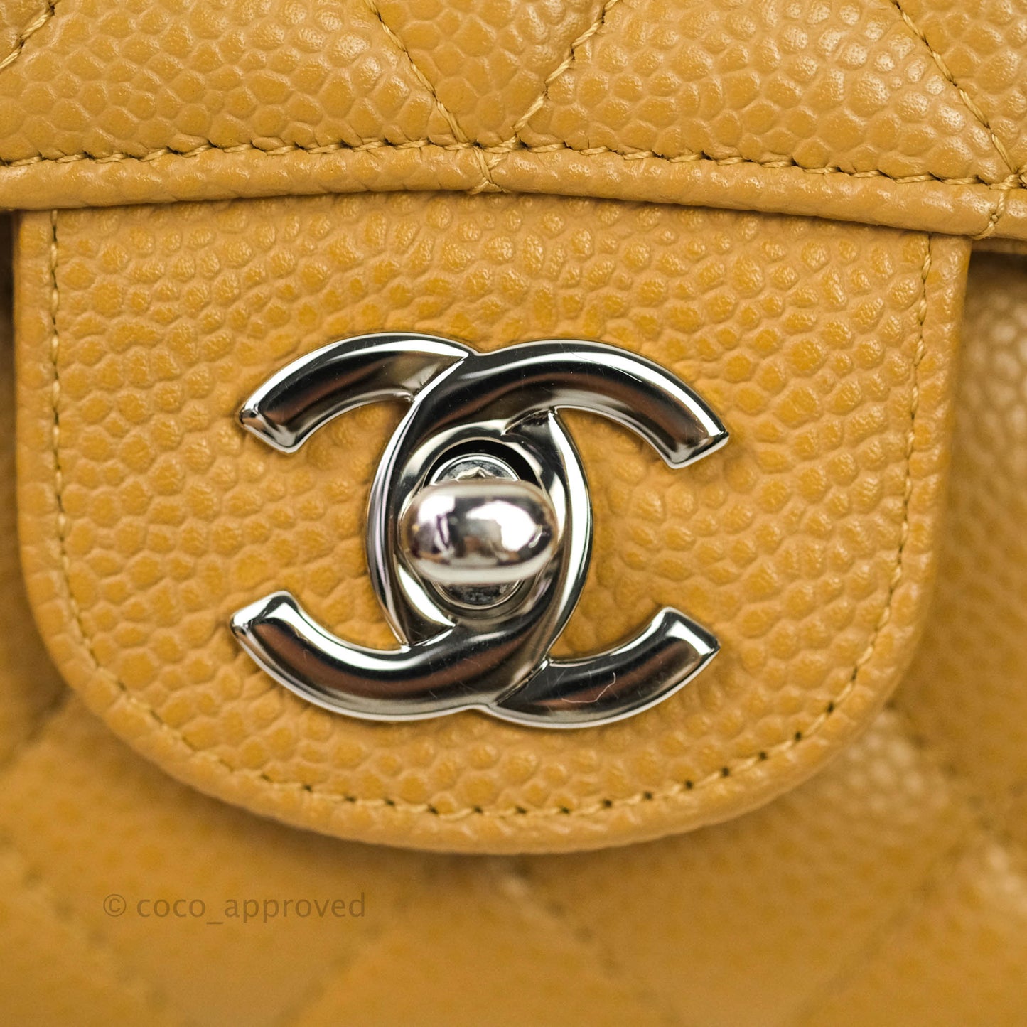 Chanel Caviar Quilted M/L Medium Double Flap Dark Beige Silver Hardware
