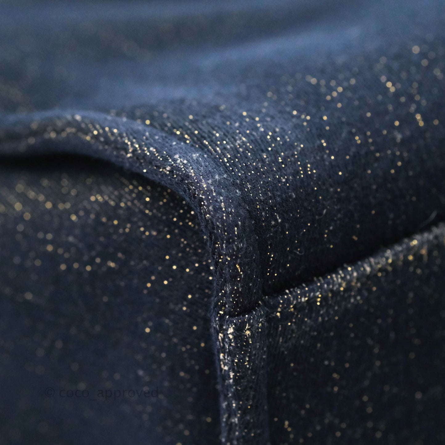 Chanel Large Deauville Navy Glitter Canvas Gold Hardware