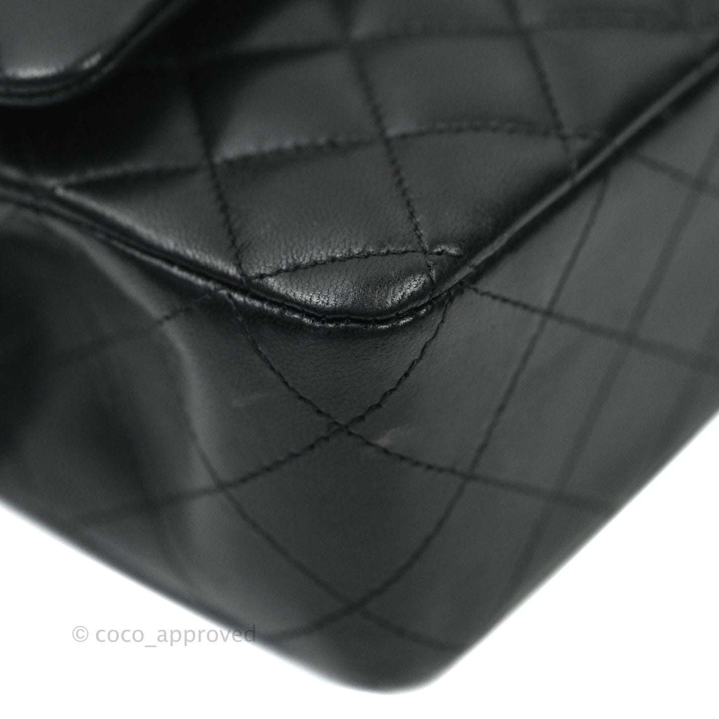 Chanel Classic M/L Medium Double Flap Black Lambskin Gold Hardware