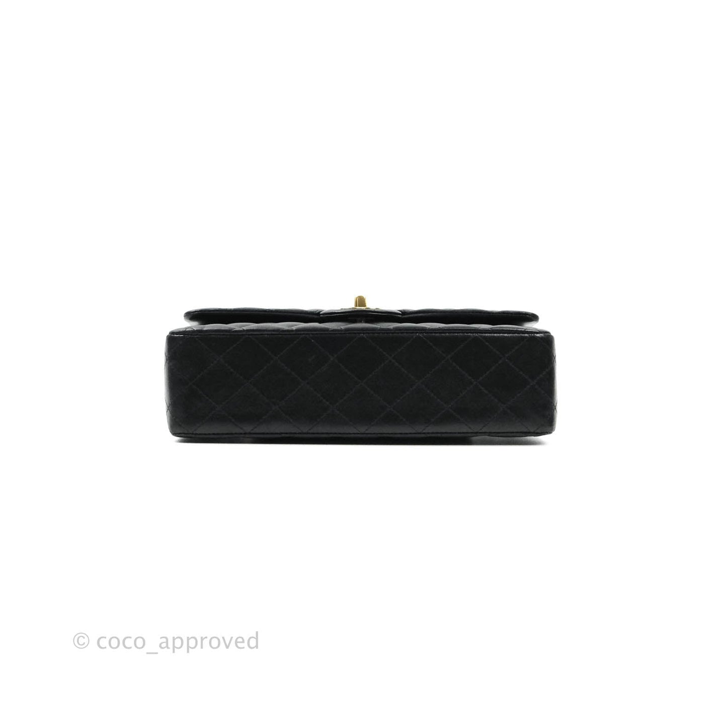 Chanel Classic M/L Medium Double Flap Black Lambskin Gold Hardware