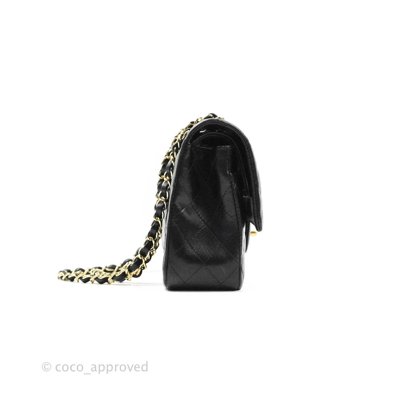 Chanel Classic M/L Medium Double Flap Black Lambskin Gold Hardware
