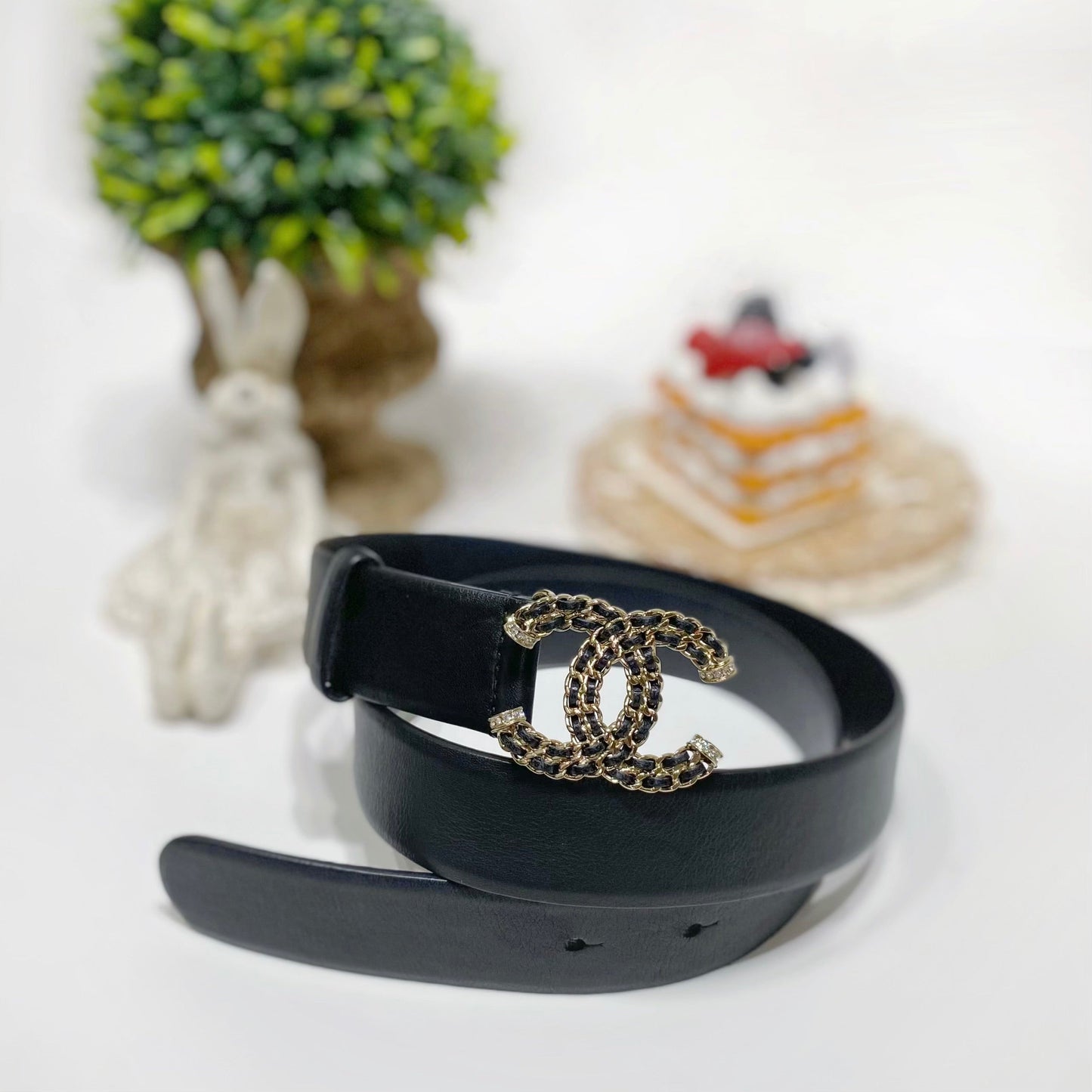 No.4195-Chanel Metal & Leather Coco Mark Belt