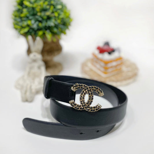 No.4195-Chanel Metal & Leather Coco Mark Belt