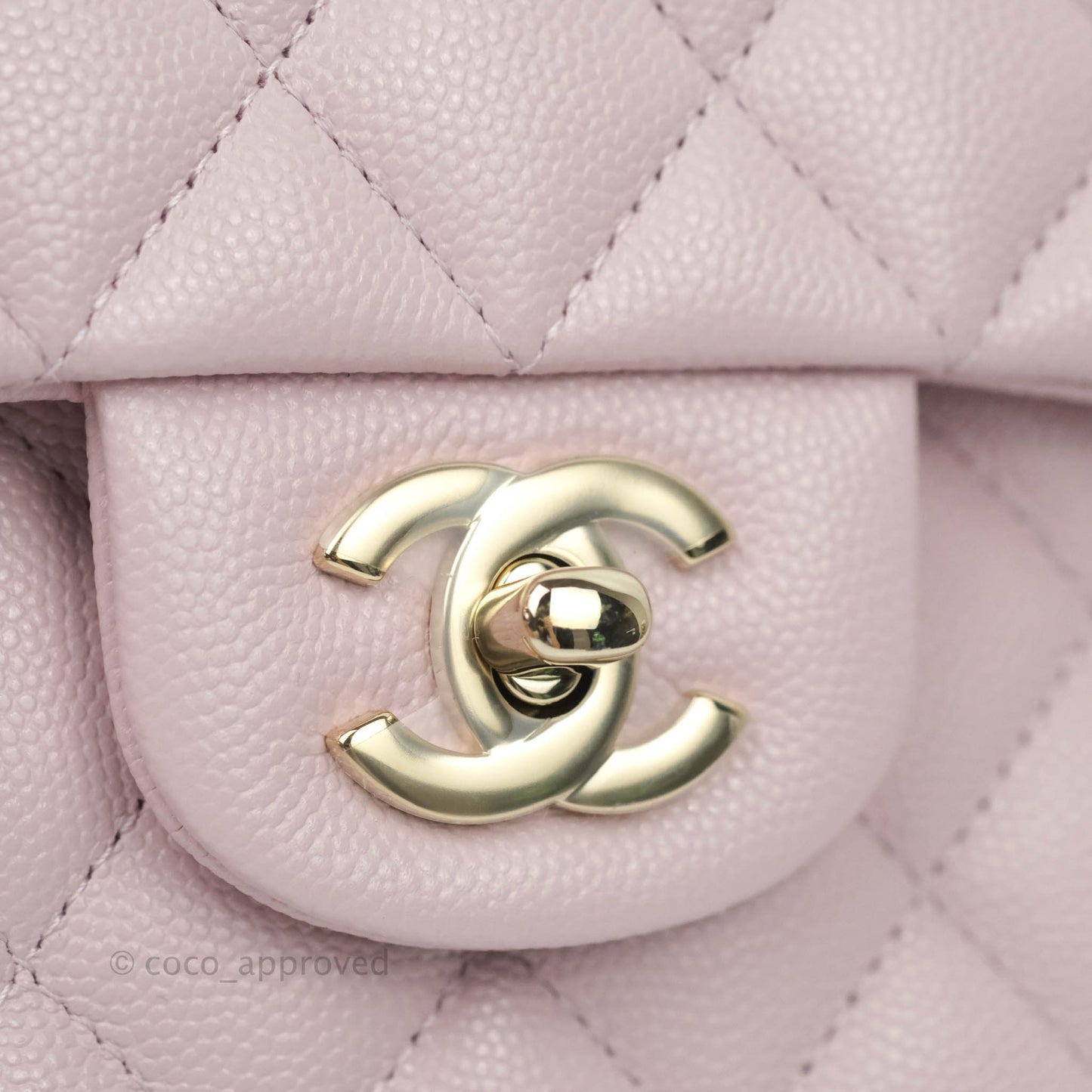 Chanel M/L Medium Double Flap Bag Lilac Rose Clair Caviar Gold Hardware 21S