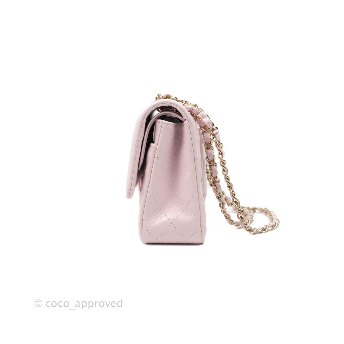Chanel M/L Medium Double Flap Bag Lilac Rose Clair Caviar Gold Hardware 21S