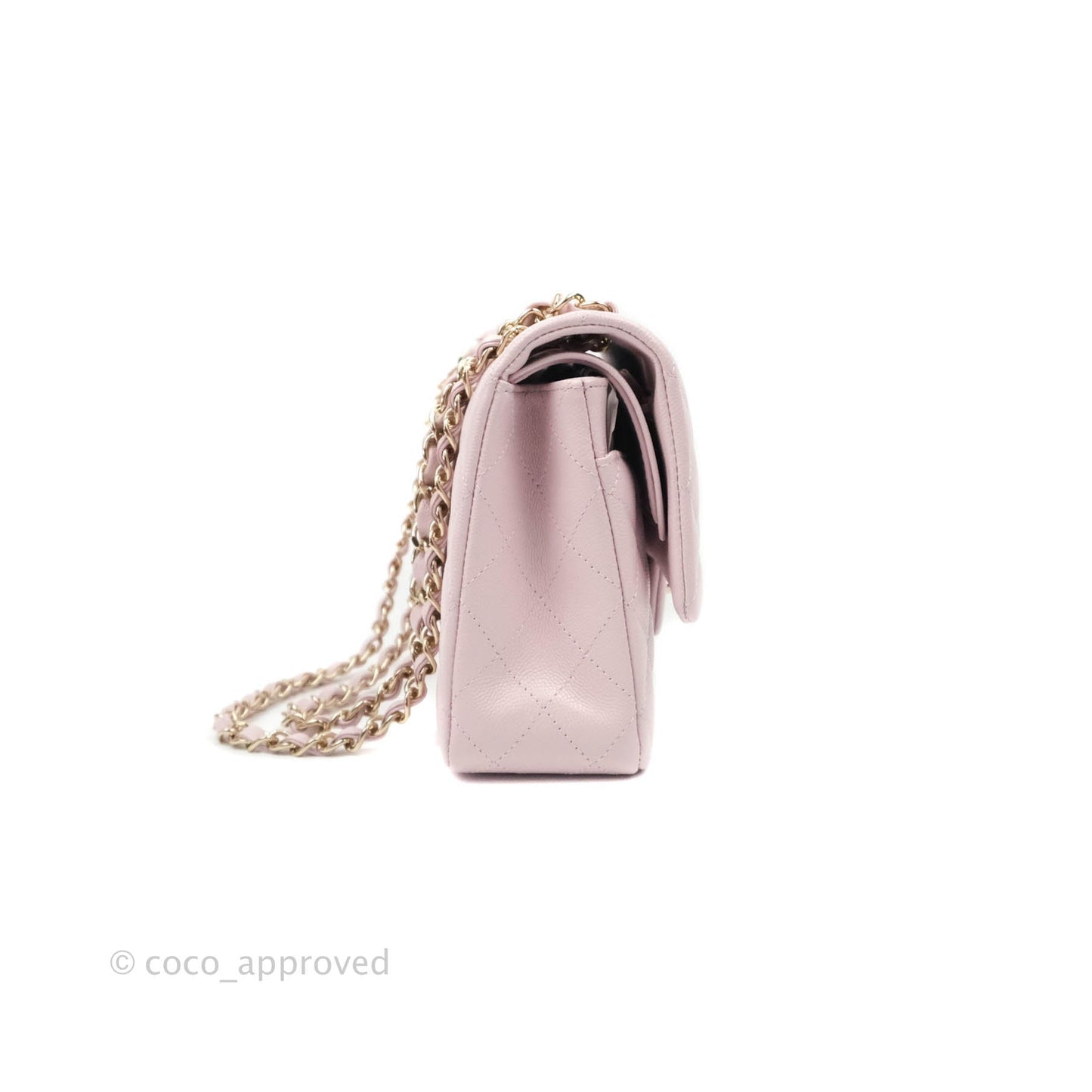 Chanel M/L Medium Double Flap Bag Lilac Rose Clair Caviar Gold Hardware 21S