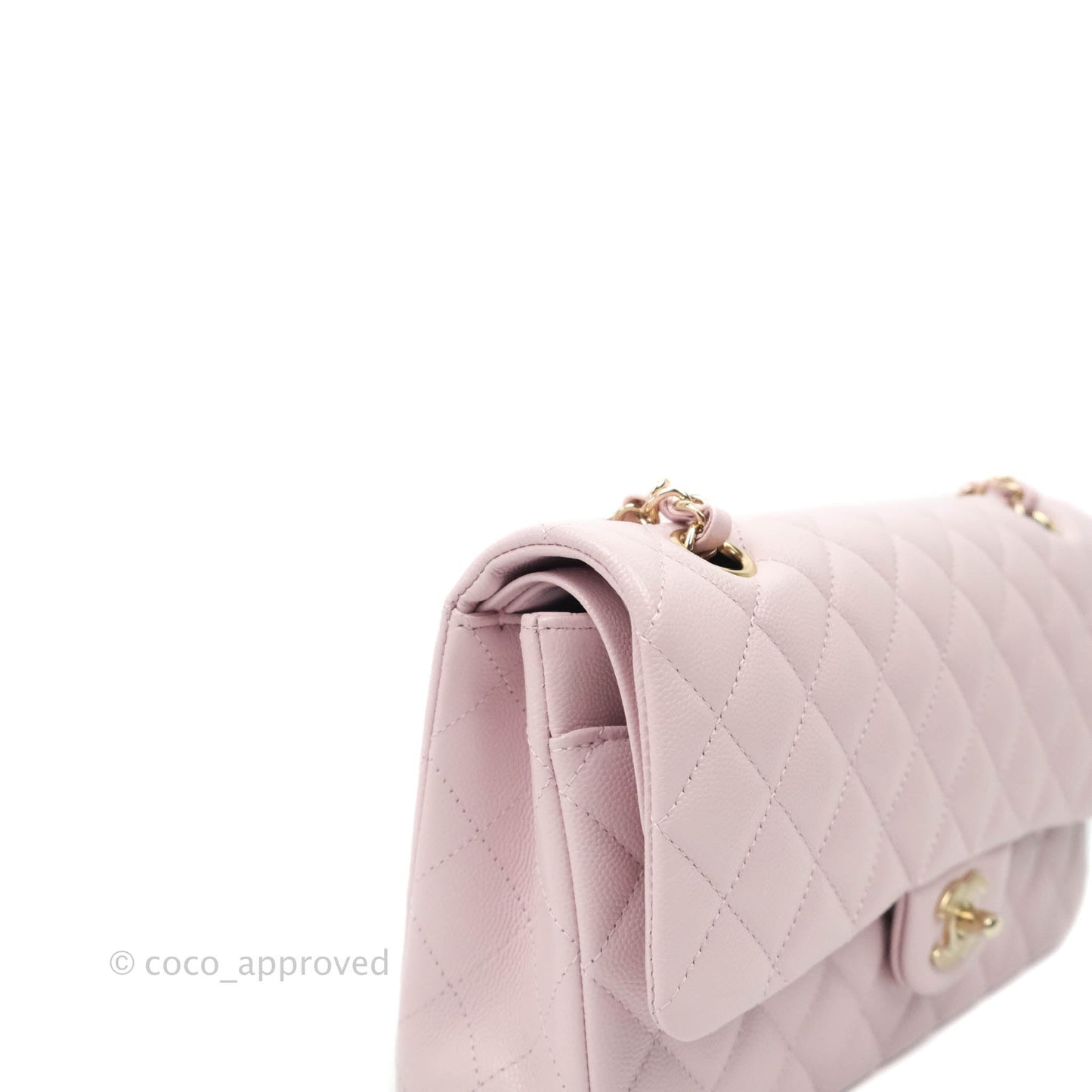 Chanel M/L Medium Double Flap Bag Lilac Rose Clair Caviar Gold Hardware 21S