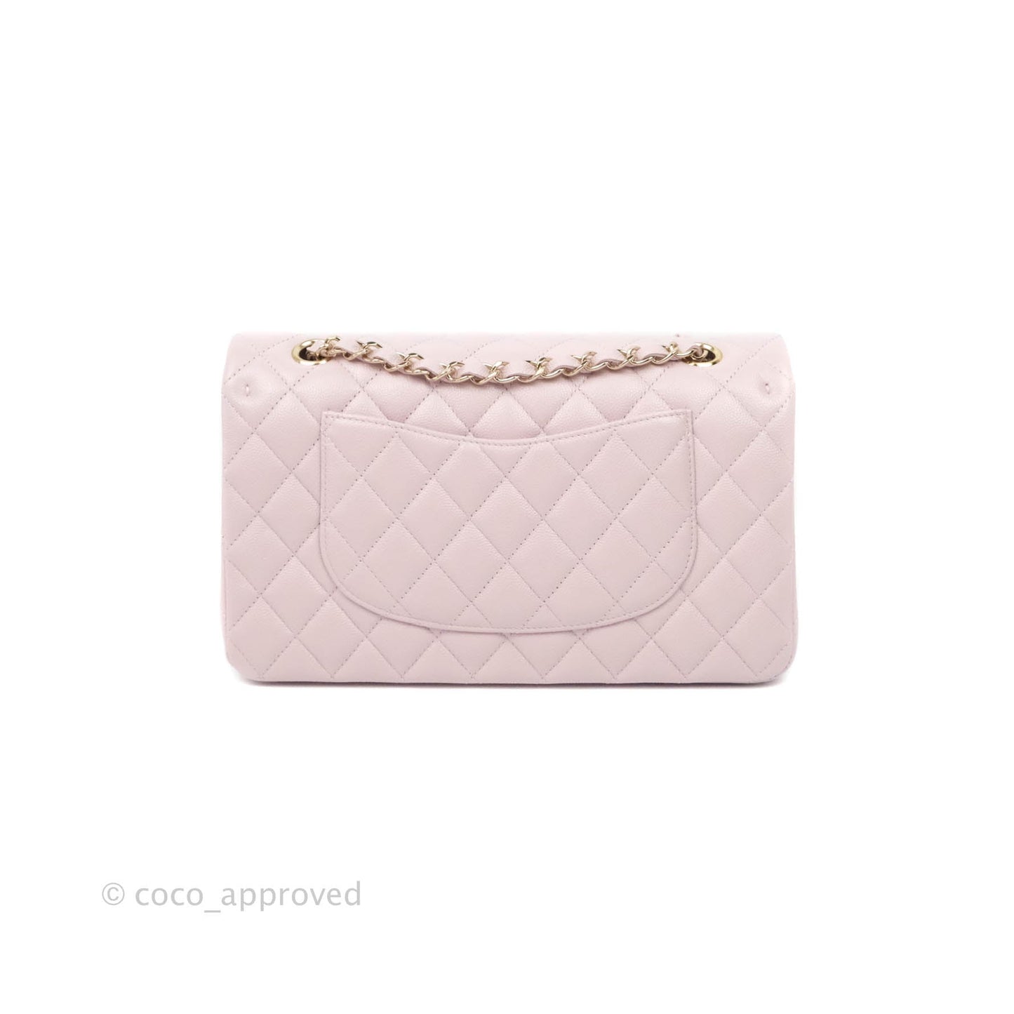 Chanel M/L Medium Double Flap Bag Lilac Rose Clair Caviar Gold Hardware 21S