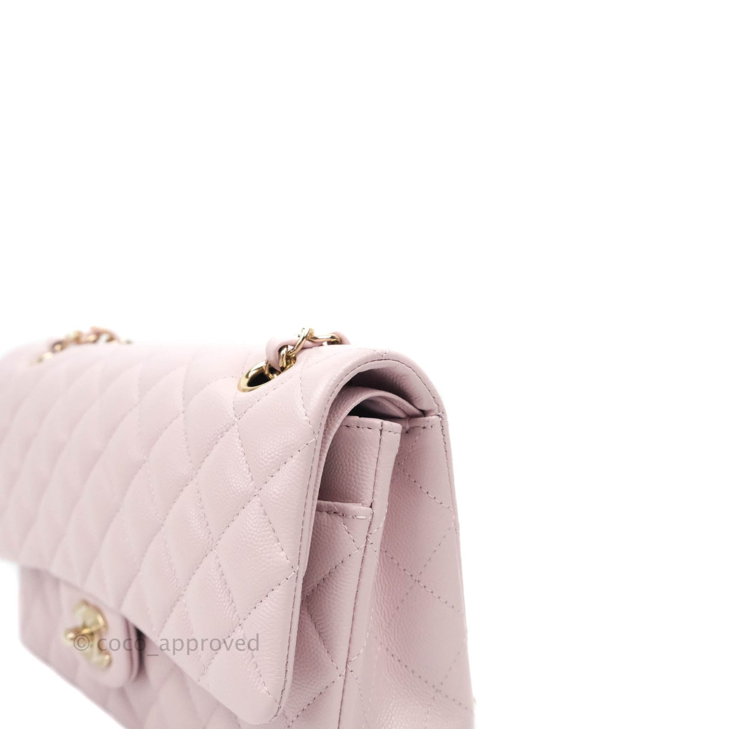Chanel M/L Medium Double Flap Bag Lilac Rose Clair Caviar Gold Hardware 21S
