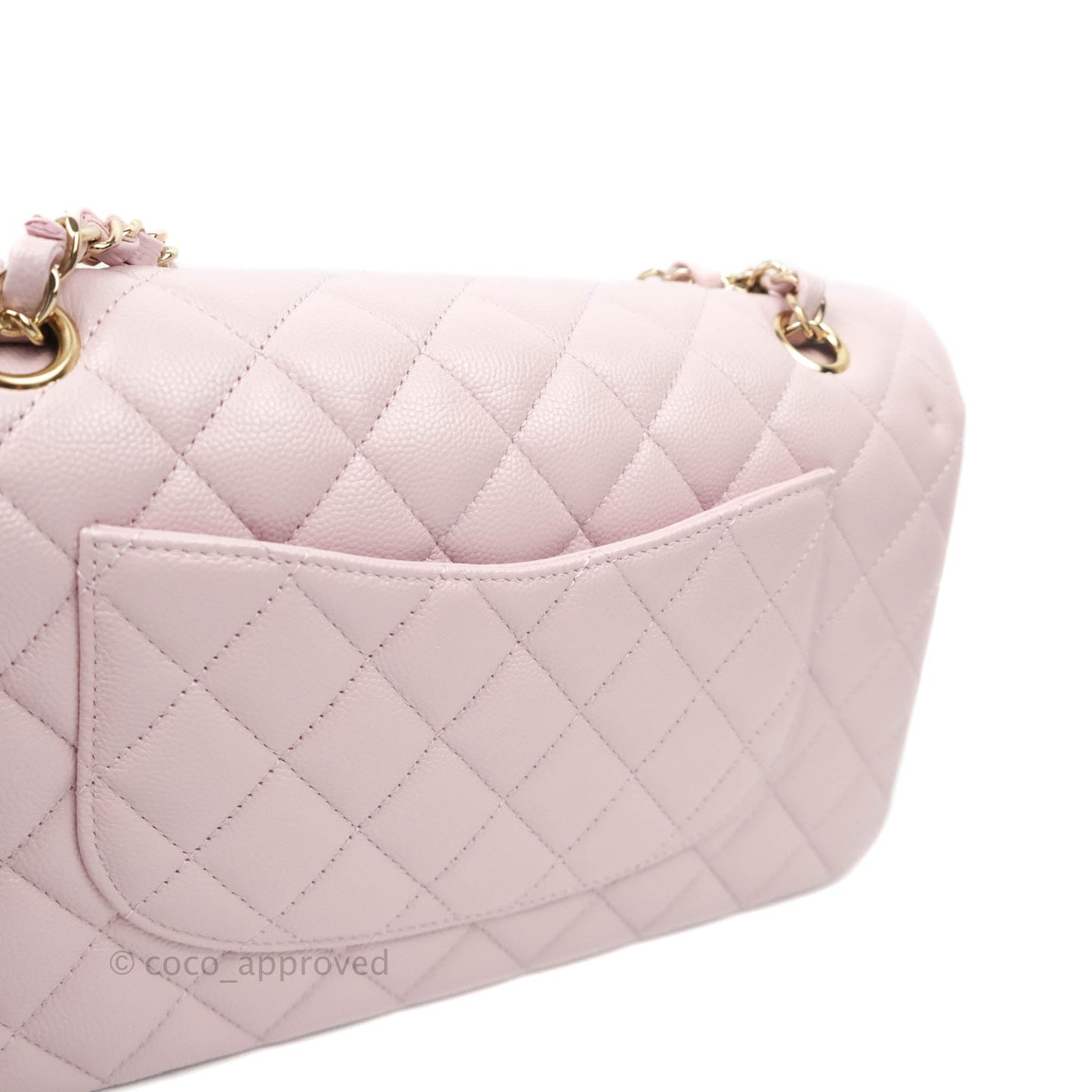Chanel M/L Medium Double Flap Bag Lilac Rose Clair Caviar Gold Hardware 21S