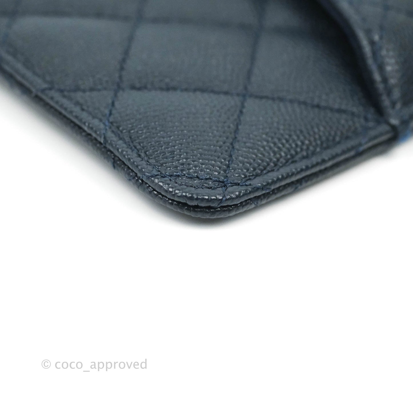 Chanel Classic Flat Navy Caviar Wallet Pouch Gold Hardware