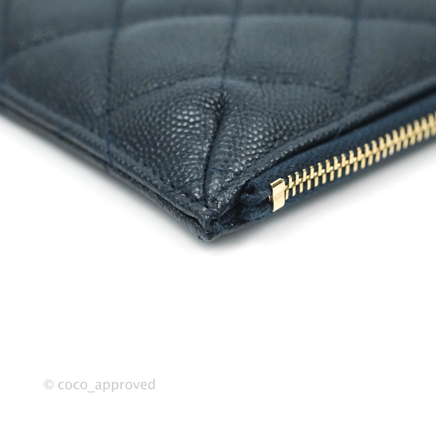 Chanel Classic Flat Navy Caviar Wallet Pouch Gold Hardware
