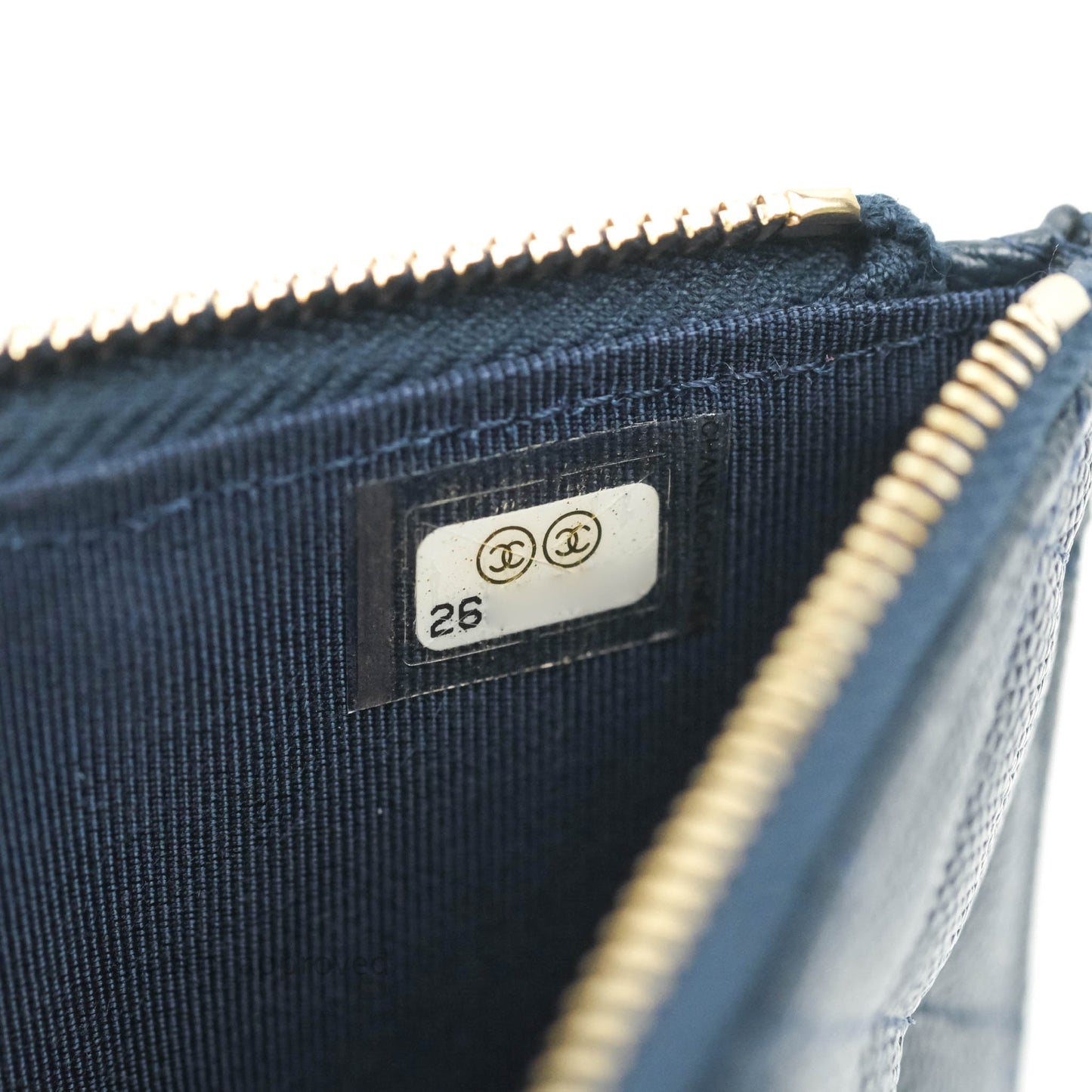 Chanel Classic Flat Navy Caviar Wallet Pouch Gold Hardware
