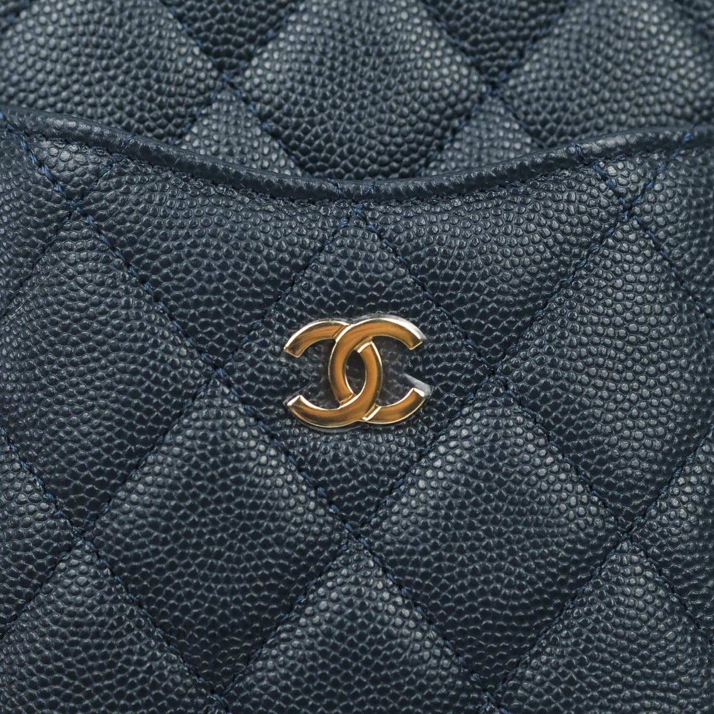 Chanel Classic Flat Navy Caviar Wallet Pouch Gold Hardware