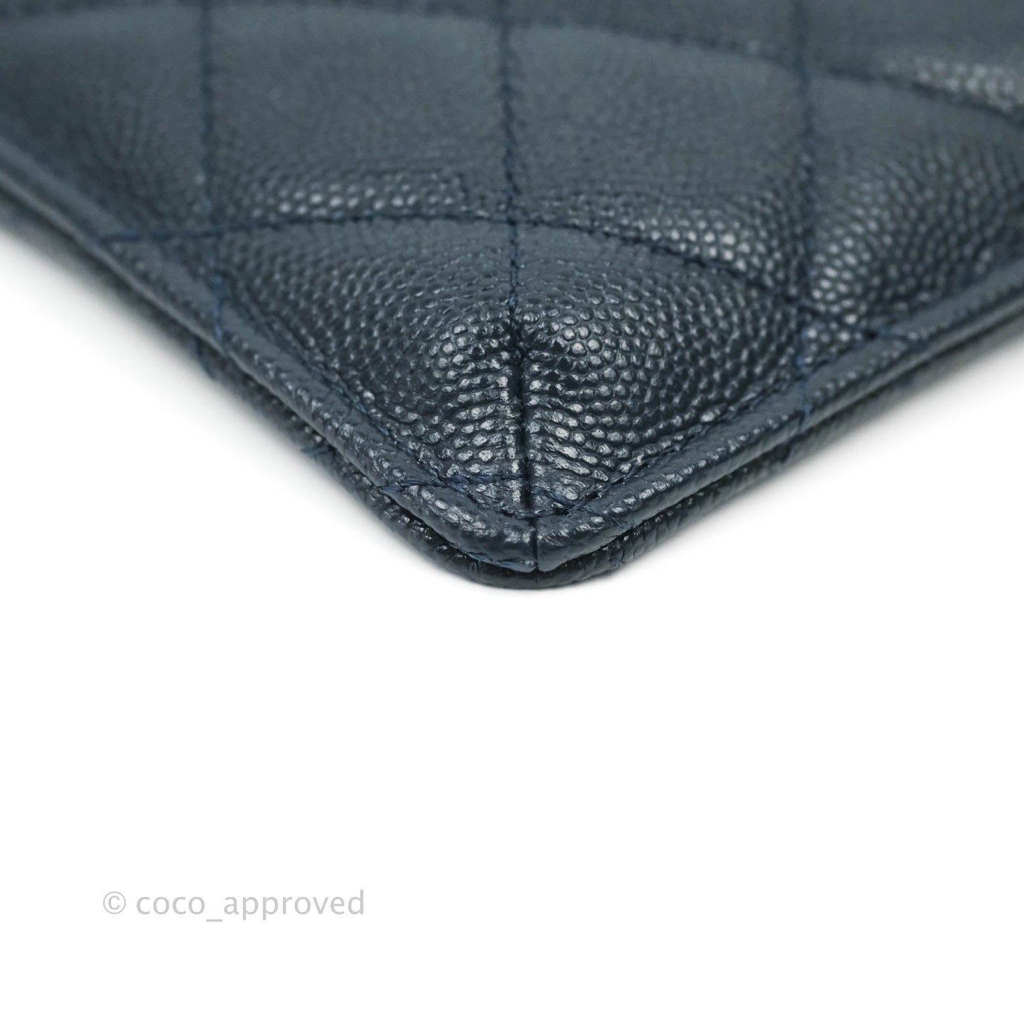 Chanel Classic Flat Navy Caviar Wallet Pouch Gold Hardware
