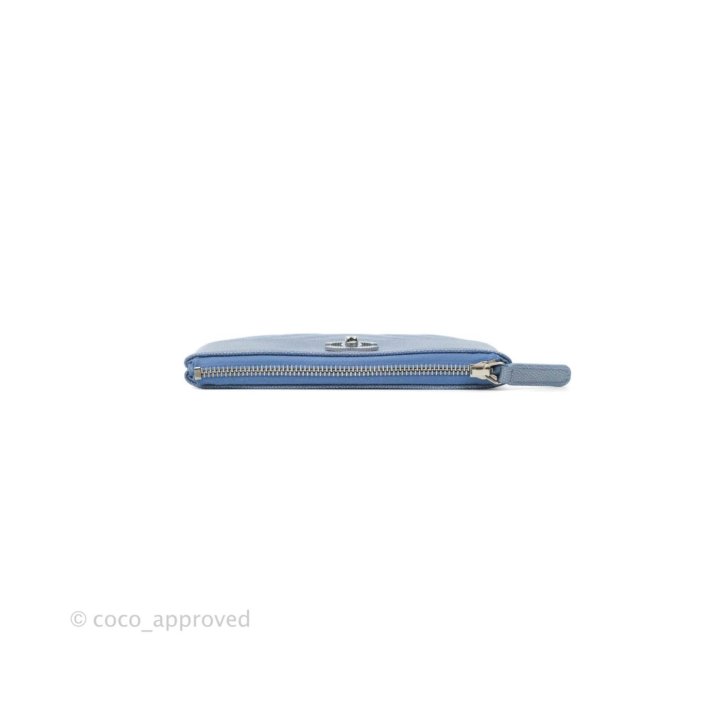 Chanel V Stitch Mademoiselle Mini O Case Iridescent Blue Caviar Silver Hardware