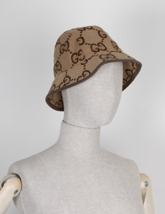 Luxury Gucci Trending 2025 Jumbo GG Canvas Bucket Hat Camel