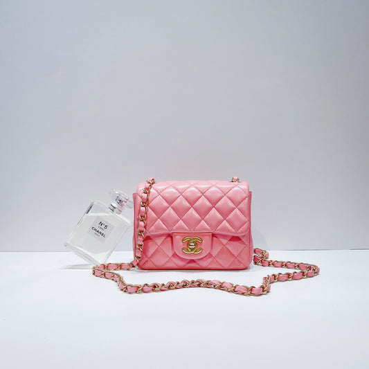 No.001508-Chanel Lambskin Square Mini Classic Flap
