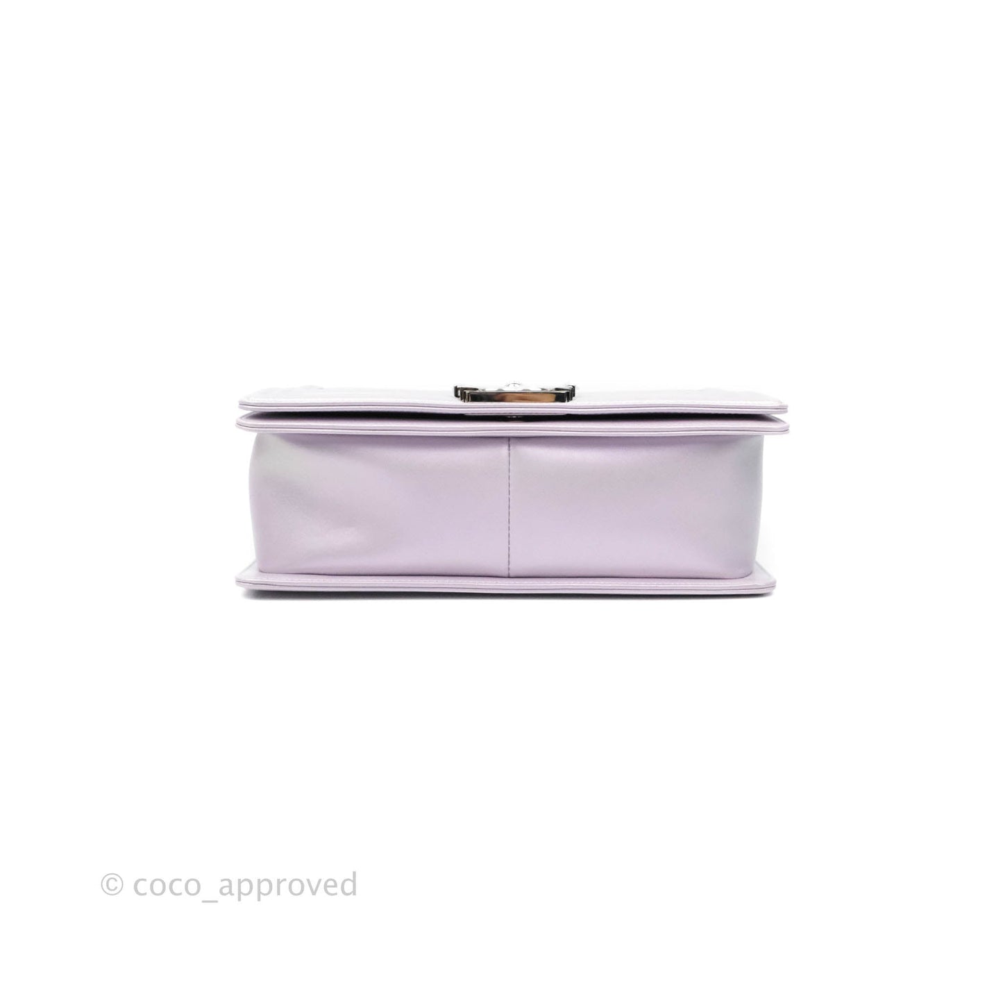 Chanel Boy Chevron Medium Iridescent Lilac Calfskin Silver Hardware