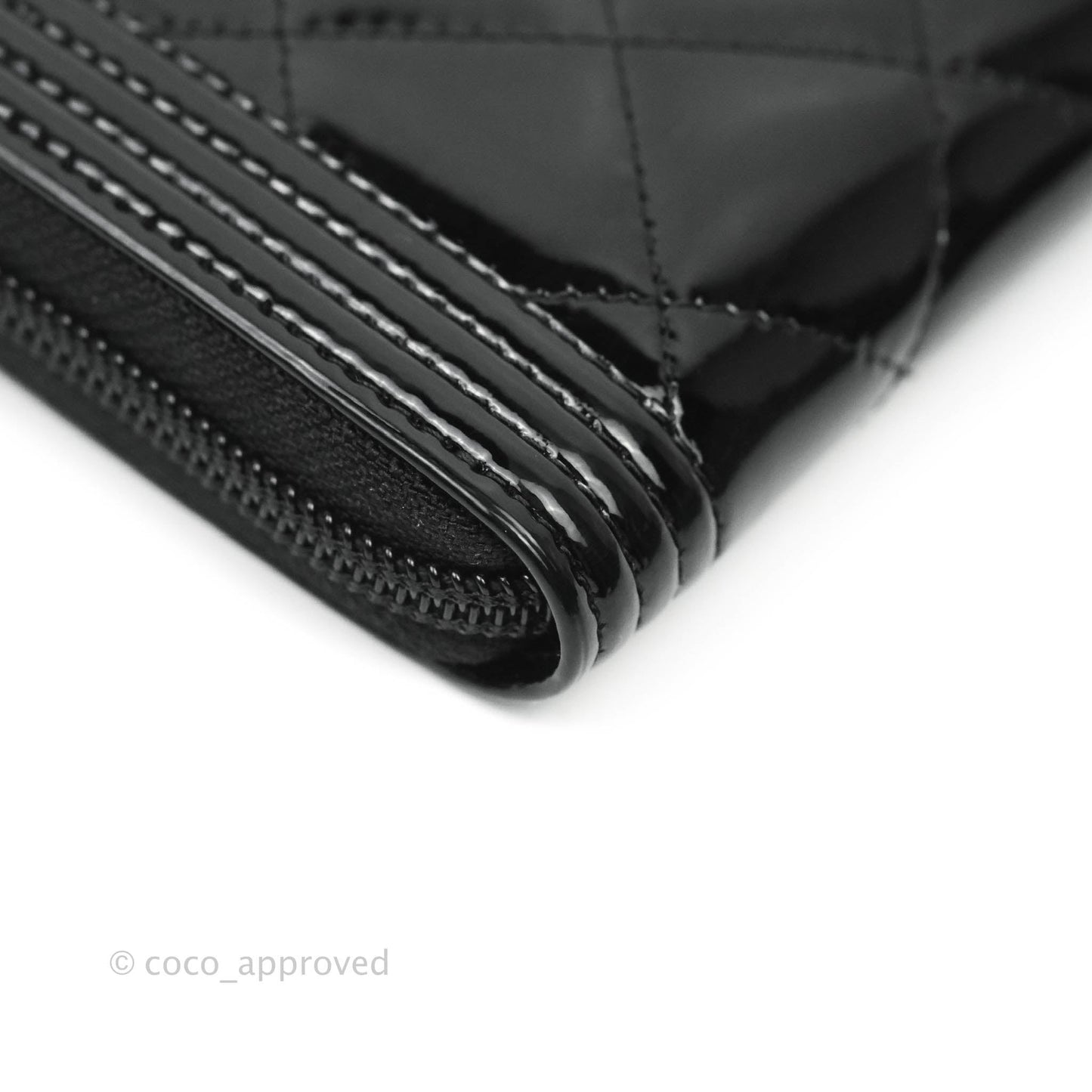 Chanel Boy Quilted Medium Zip Wallet Black Patent