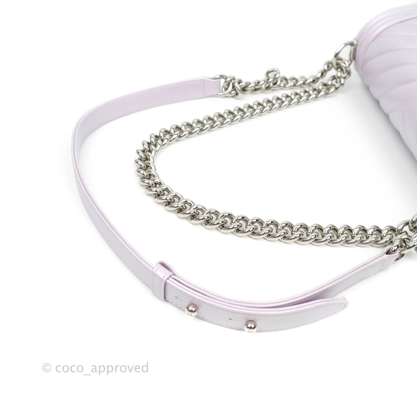 Chanel Boy Chevron Medium Iridescent Lilac Calfskin Silver Hardware