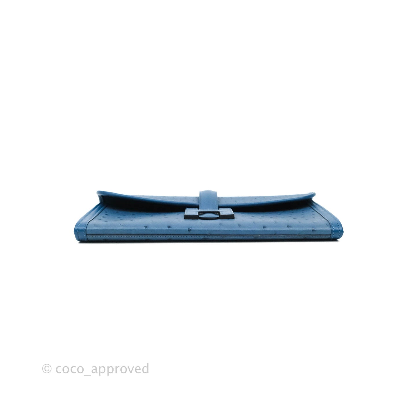 Hermès Jige Elan 29 Clutch Blue Ostrich Leather