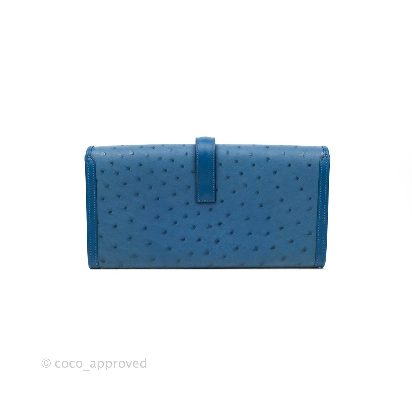 Hermès Jige Elan 29 Clutch Blue Ostrich Leather
