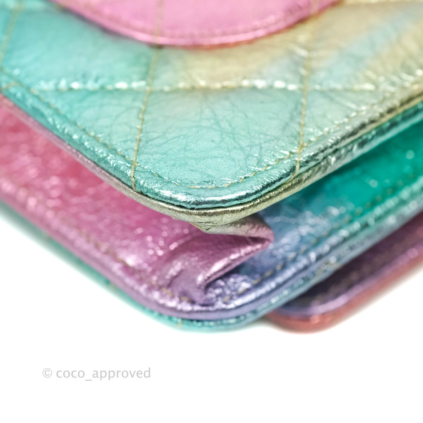 Chanel Quilted Reissue Wallet On Chain WOC Metallic Rainbow Aged Calfskin Gold Hardware