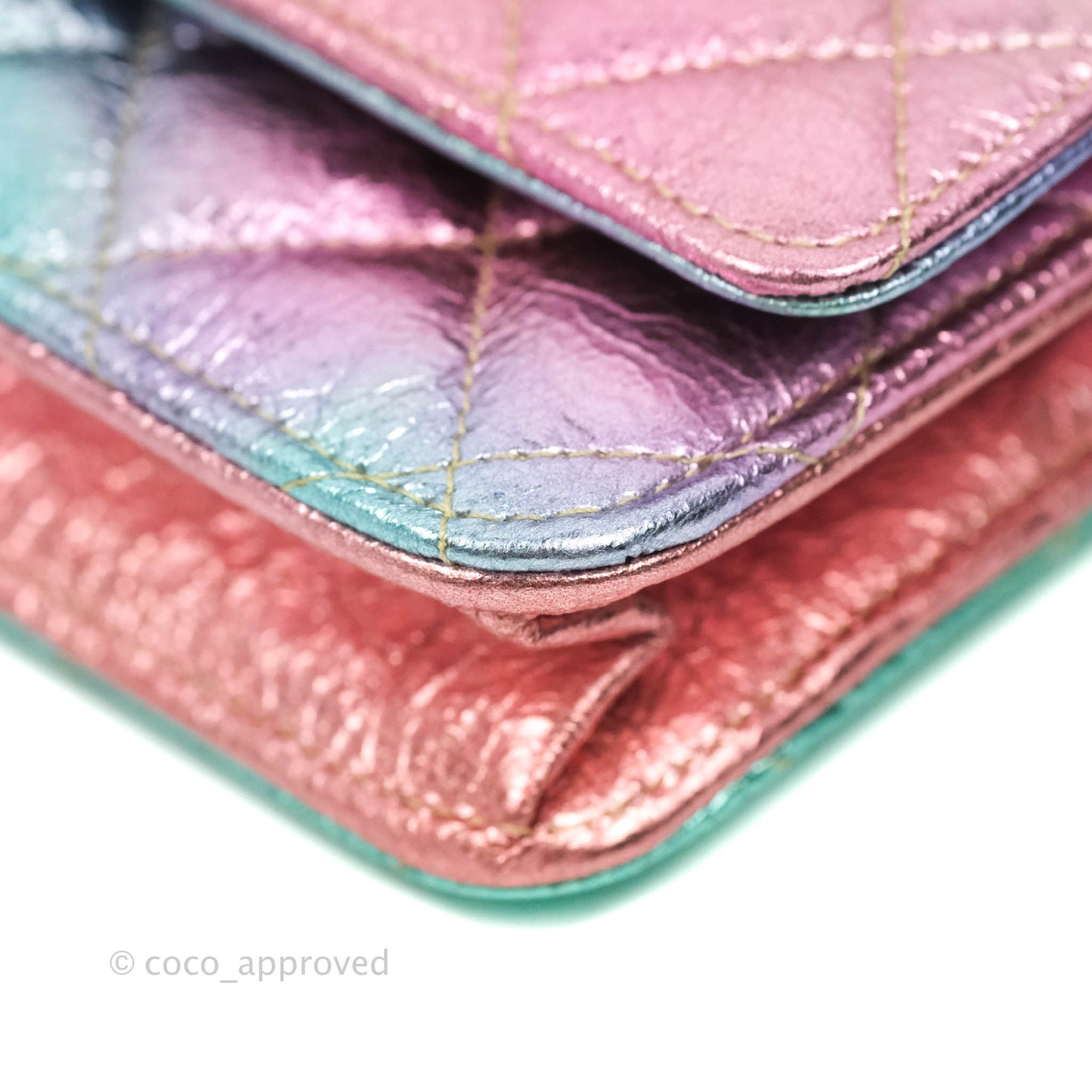 Chanel Quilted Reissue Wallet On Chain WOC Metallic Rainbow Aged Calfskin Gold Hardware
