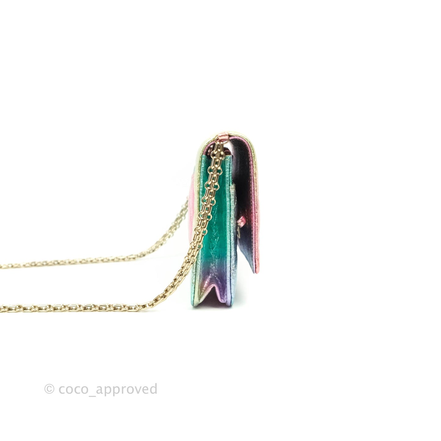Chanel Quilted Reissue Wallet On Chain WOC Metallic Rainbow Aged Calfskin Gold Hardware