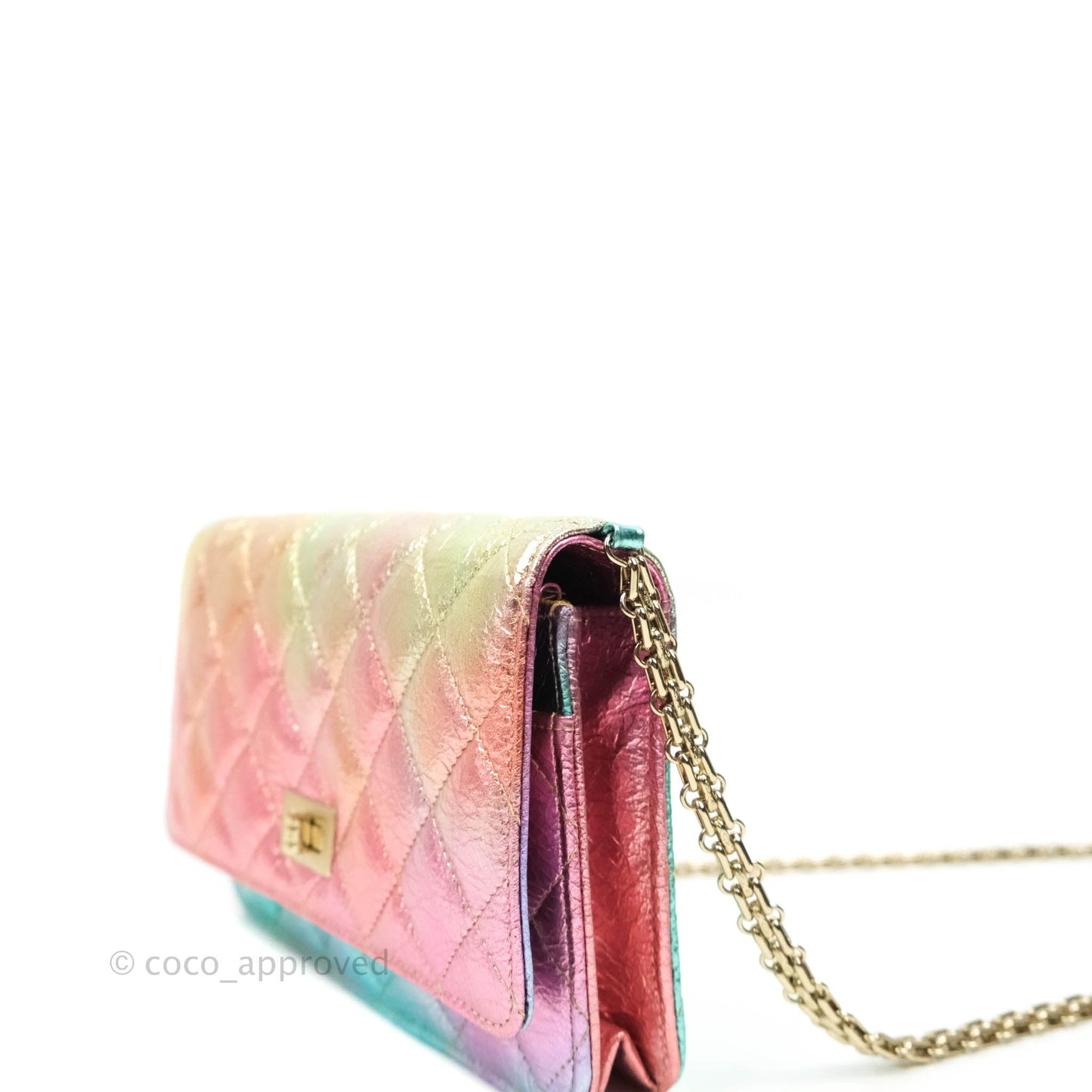 Chanel Quilted Reissue Wallet On Chain WOC Metallic Rainbow Aged Calfskin Gold Hardware